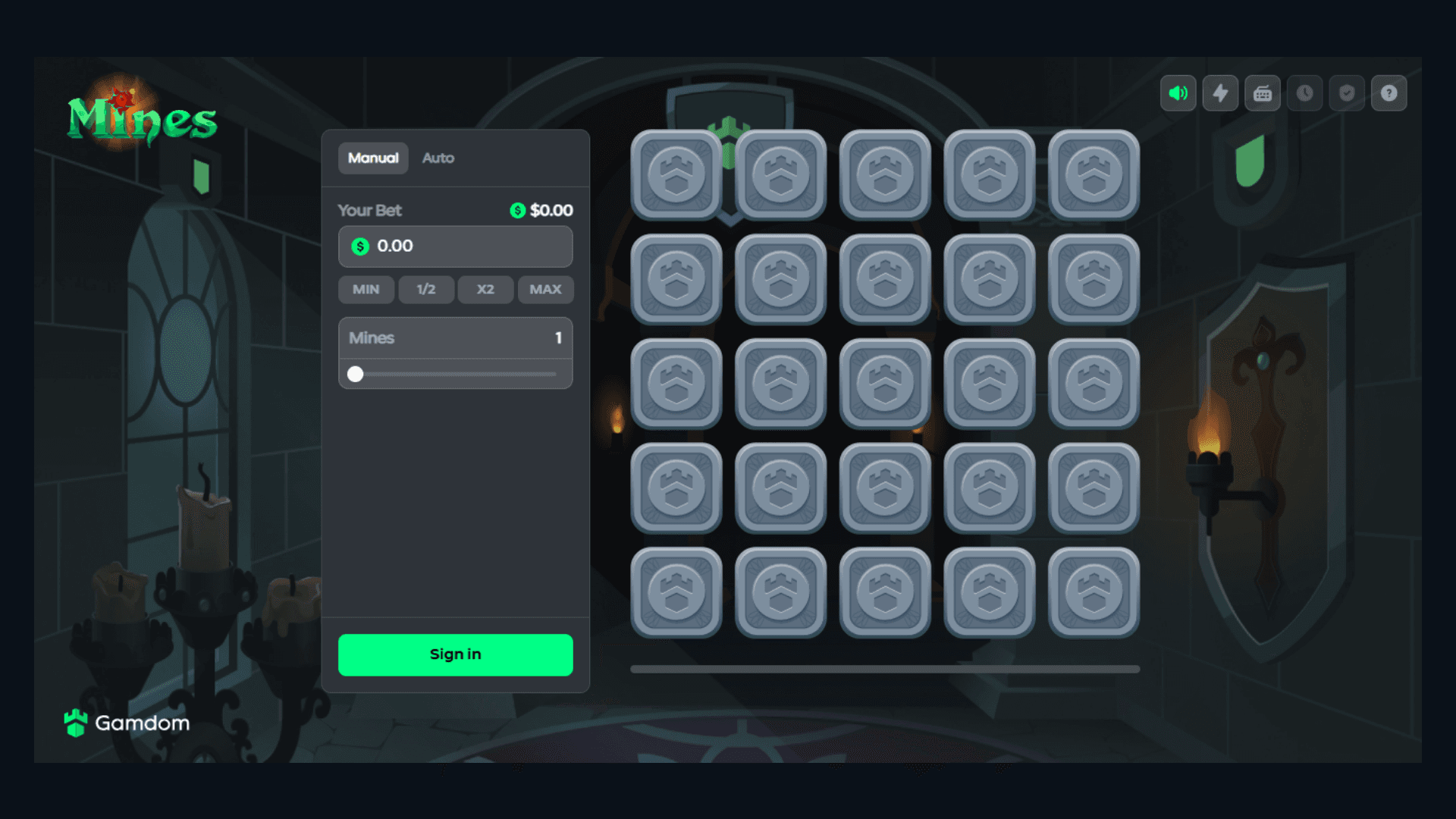 Mines board on Gamdom